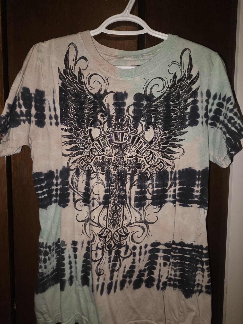 Affliction Black Winged Cross Tie-Dye Short Sleeve Tee